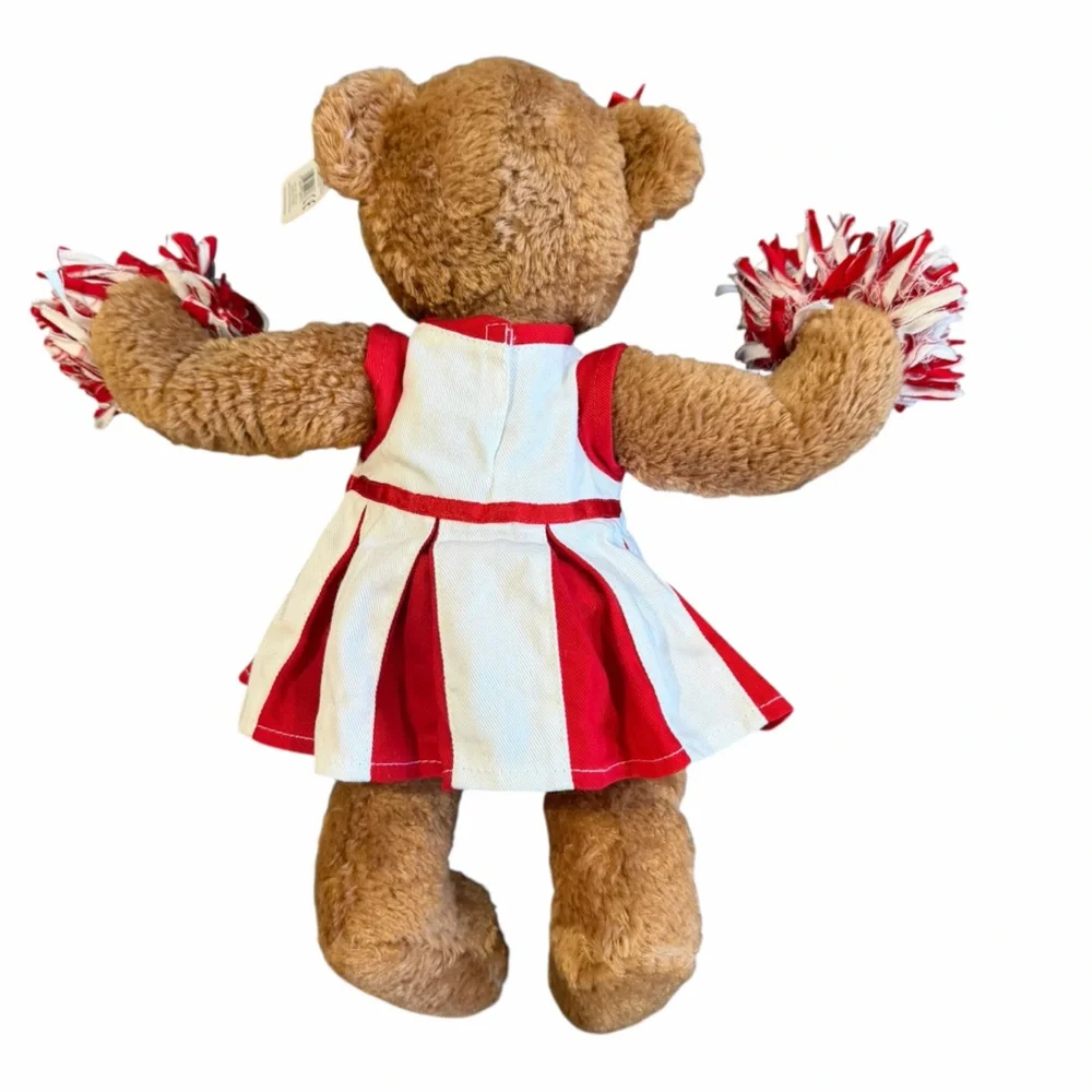 GUND “Brittany” Cheerleader Teddy Bear Plush 12” Red‎ White Pom Poms NWT